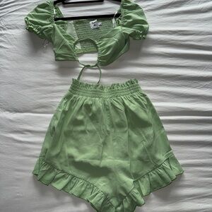 Princess Polly Light Green Ruffle Set
